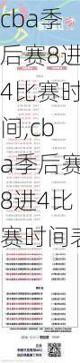 cba季后赛8进4比赛时间,cba季后赛8进4比赛时间表