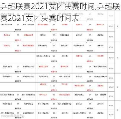 乒超联赛2021女团决赛时间,乒超联赛2021女团决赛时间表