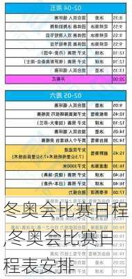 冬奥会比赛日程,冬奥会比赛日程表安排