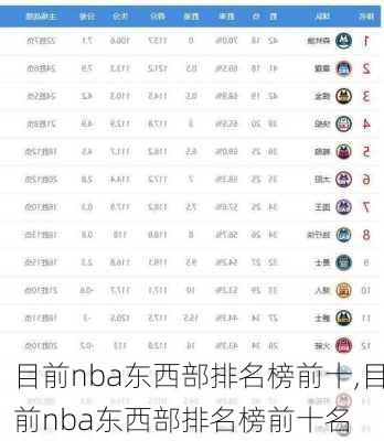 目前nba东西部排名榜前十,目前nba东西部排名榜前十名