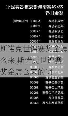 斯诺克世锦赛奖金怎么来,斯诺克世锦赛奖金怎么来的啊