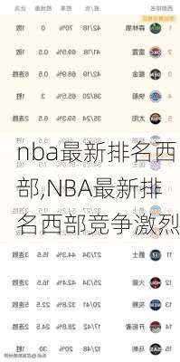 nba最新排名西部,NBA最新排名西部竞争激烈