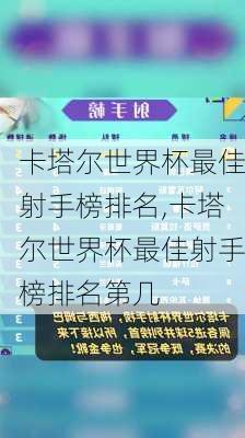 卡塔尔世界杯最佳射手榜排名,卡塔尔世界杯最佳射手榜排名第几