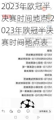 2023年欧冠半决赛时间地点,2023年欧冠半决赛时间地点表