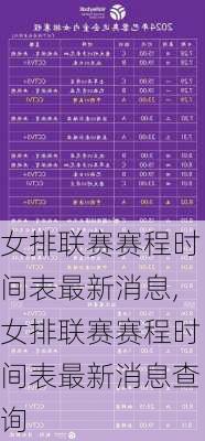 女排联赛赛程时间表最新消息,女排联赛赛程时间表最新消息查询