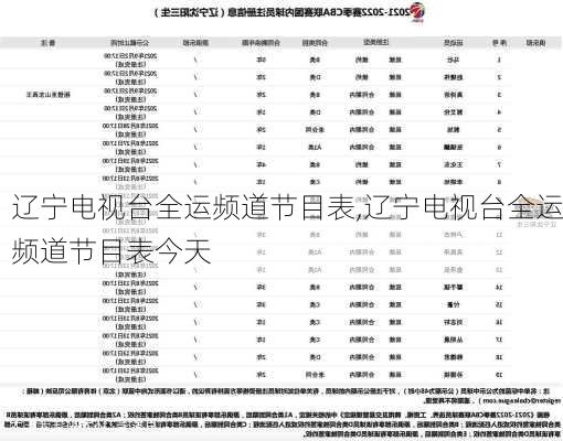 辽宁电视台全运频道节目表,辽宁电视台全运频道节目表今天