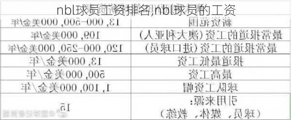 nbl球员工资排名,nbl球员的工资