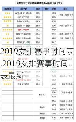 2019女排赛事时间表,2019女排赛事时间表最新