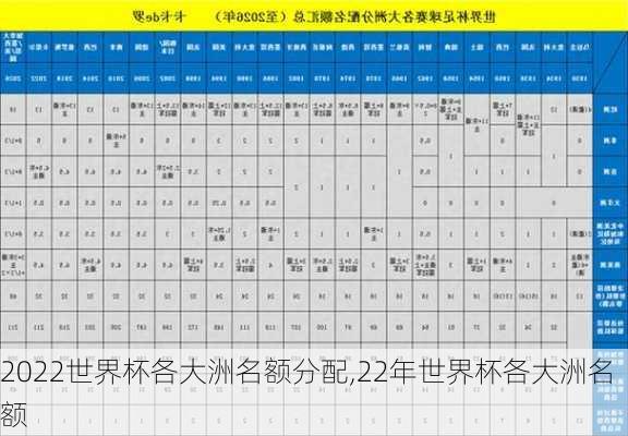 2022世界杯各大洲名额分配,22年世界杯各大洲名额