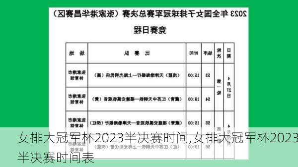 女排大冠军杯2023半决赛时间,女排大冠军杯2023半决赛时间表