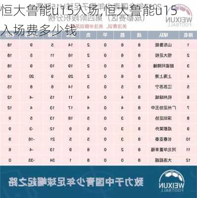 恒大鲁能u15入场,恒大鲁能u15入场费多少钱