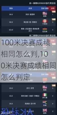 100米决赛成绩相同怎么判,100米决赛成绩相同怎么判定