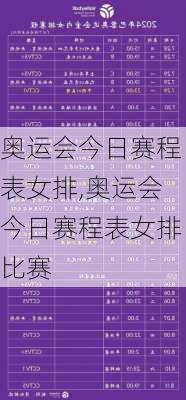 奥运会今日赛程表女排,奥运会今日赛程表女排比赛