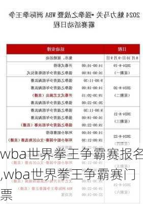 wba世界拳王争霸赛报名,wba世界拳王争霸赛门票