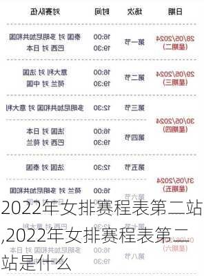 2022年女排赛程表第二站,2022年女排赛程表第二站是什么