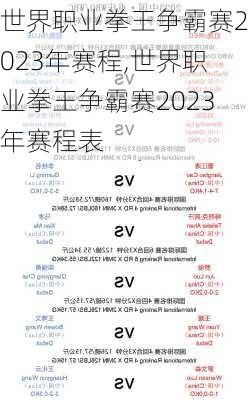 世界职业拳王争霸赛2023年赛程,世界职业拳王争霸赛2023年赛程表