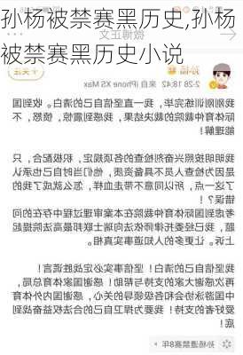 孙杨被禁赛黑历史,孙杨被禁赛黑历史小说