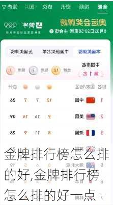 金牌排行榜怎么排的好,金牌排行榜怎么排的好一点