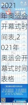 2021年奥运会开幕式时间表,2021年奥运会开幕式时间表格