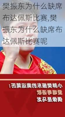 樊振东为什么缺席布达佩斯比赛,樊振东为什么缺席布达佩斯比赛呢