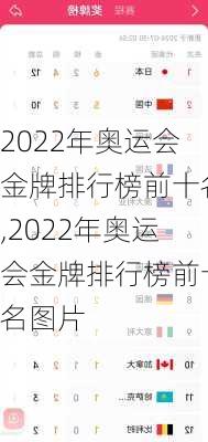 2022年奥运会金牌排行榜前十名,2022年奥运会金牌排行榜前十名图片