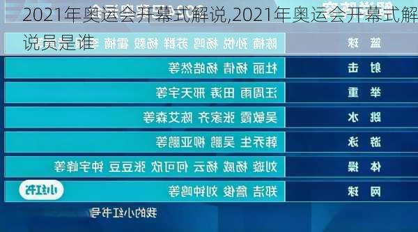 2021年奥运会开幕式解说,2021年奥运会开幕式解说员是谁