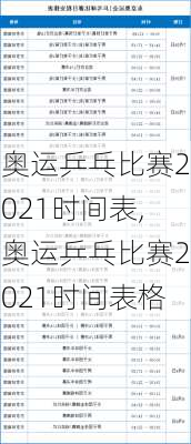 奥运乒乓比赛2021时间表,奥运乒乓比赛2021时间表格