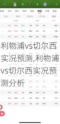 利物浦vs切尔西实况预测,利物浦vs切尔西实况预测分析