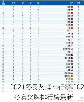 2021冬奥奖牌排行榜,2021冬奥奖牌排行榜最新