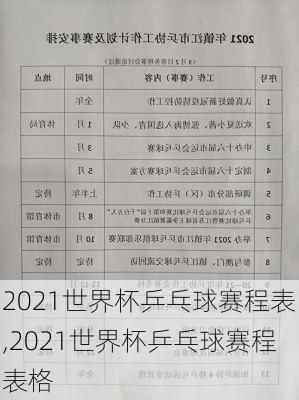 2021世界杯乒乓球赛程表,2021世界杯乒乓球赛程表格