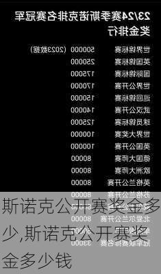 斯诺克公开赛奖金多少,斯诺克公开赛奖金多少钱