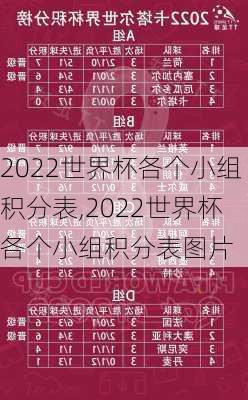 2022世界杯各个小组积分表,2022世界杯各个小组积分表图片