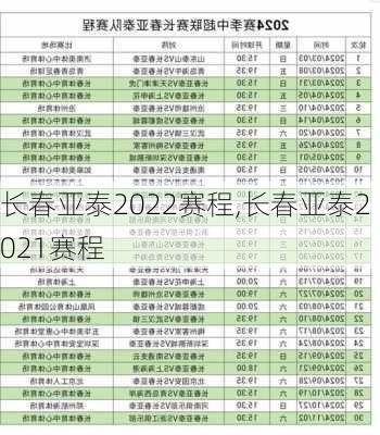 长春亚泰2022赛程,长春亚泰2021赛程