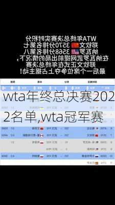 wta年终总决赛2022名单,wta冠军赛