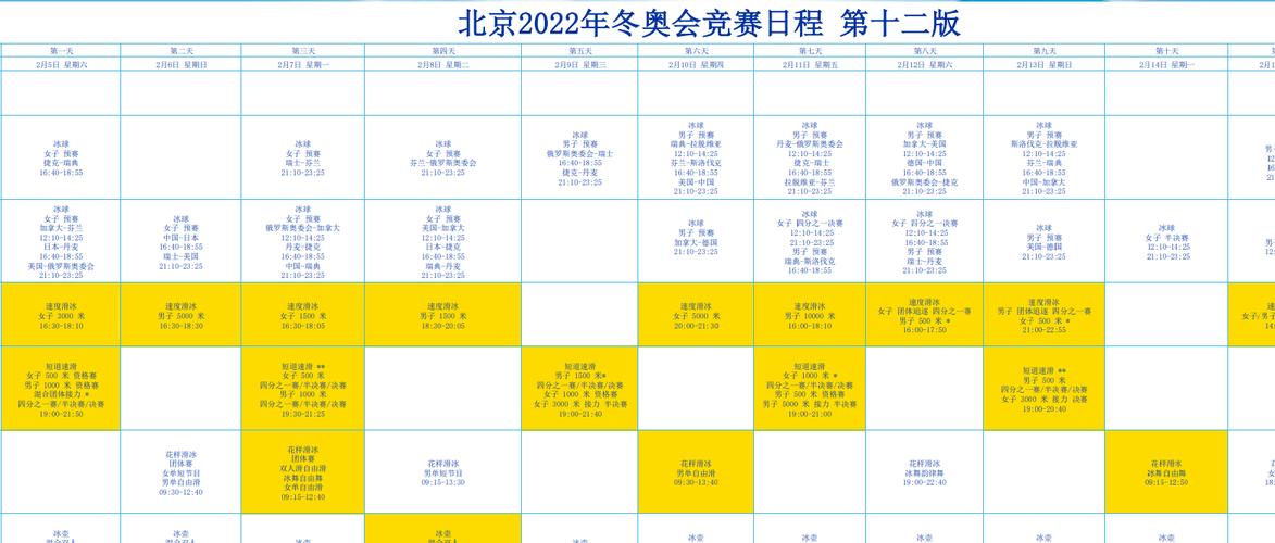 2022年冬奥会火炬传递与比赛日程