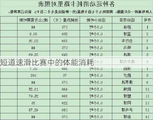 短道速滑比赛中的体能消耗